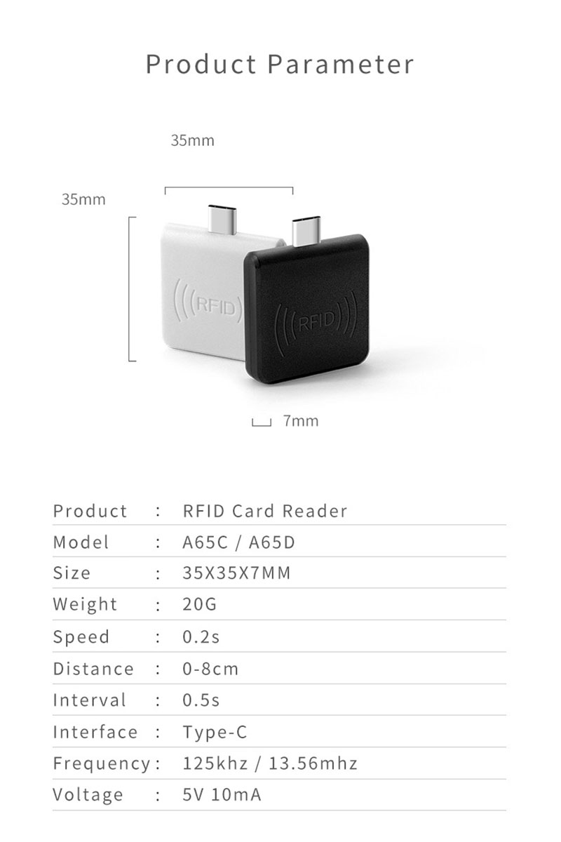 Frekans 13.56mhz Android Telefon Mikroçip RFID Okuyucu 11