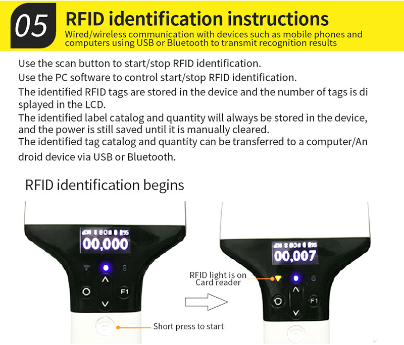 RFID El Tipi UHF Okuyucu 915M Uzaktan Depo Yönetimi Muayene Makinesi 9