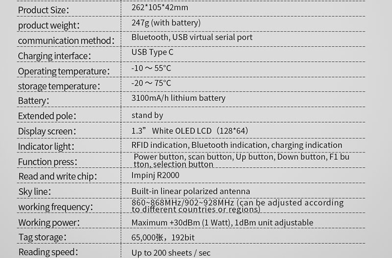 RFID El Tipi UHF Okuyucu 915M Uzaktan Depo Yönetimi Muayene Makinesi 2