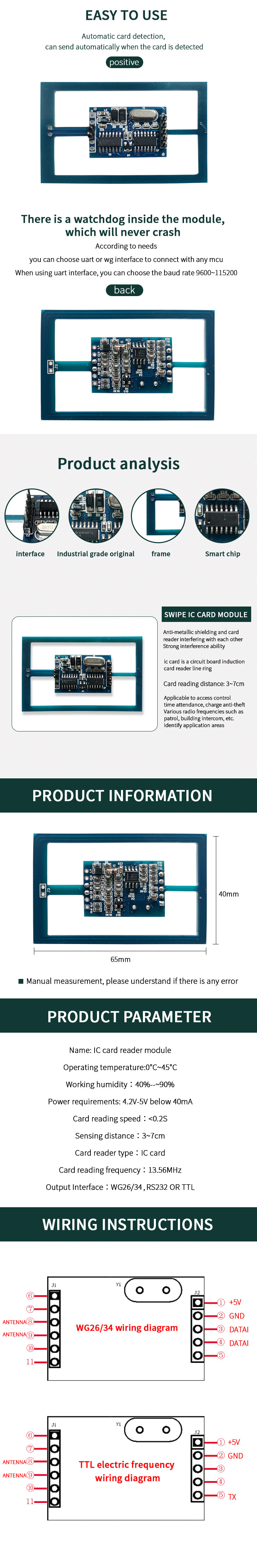 Gömülü 13.56Mhz RFID Okuyucu Modülü