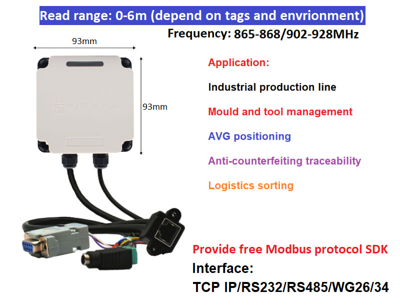 RFID Endüstriyel Okuyucu Modbus bağlantılı PLC UHF RFID 915M hepsi bir arada üretim hattı yönetimi 8