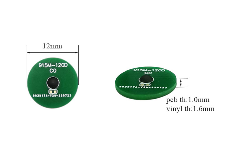 12mm yüksek sıcaklığa dayanıklı UHF etiket PCB malzemesi RFID elektronik etiket protokolü ISO/IEC18000-6